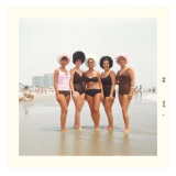 Sixties Women with Wild Bathing Caps Giclee Print