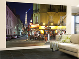 Eiffel Tower and Cafe on Boulevard De La Tour Maubourg, Paris, France Wall Mural – Large by Jon Arnold