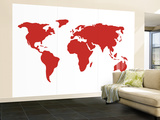 Carte du monde en rouge Wall Mural – Large par Avalisa 