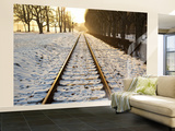 Train Tracks in Snow in Winter Wall Mural – Large af Richard l'Anson