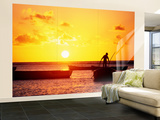 Boats on Sea at Sunset Wall Mural – Large by Tom Cockrem