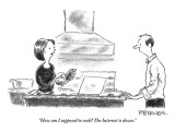 "How am I supposed to cook? The Internet is down." - New Yorker Cartoon Premium Giclee Print by Pat Byrnes
