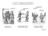 Early Exercise Machines. Three early, non-electric versions of exercise eq… - New Yorker Cartoon Premium Giclee Print by Zachary Kanin