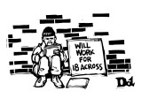 ("Will work for 18 across") - New Yorker Cartoon Premium Giclee Print by Drew Dernavich