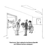 "Good news!  She's asking for her Banana Republic and Williams-Sonoma cata…" - New Yorker Cartoon Premium Giclee Print by George Booth