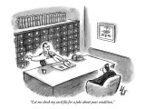 "Let me check my card file for a joke about your condition." - New Yorker Cartoon Premium Giclee Print by Frank Cotham