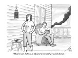"They're nice, but not as efficient as my coal-powered chimes." - New Yorker Cartoon Premium Giclee Print by Paul Noth