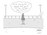 A girl in a baseball field thinks to herself, "Still, diving for it would … - New Yorker Cartoon Premium Giclee Print by Kim Warp