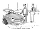 "Do you need an anthropomorphic car with a monkey chauffeur in the city? N…" - New Yorker Cartoon Premium Giclee Print by Joe Dator