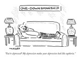"You're depressed? My depression makes your depression look like euphoria." - New Yorker Cartoon Premium Giclee Print by Robert Mankoff