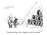 "Forget the paleontology—this is a huge discovery for cheerleading!" - New Yorker Cartoon Premium Giclee Print by Zachary Kanin