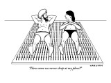 "How come we never sleep at my place?" - New Yorker Cartoon Premium Giclee Print by Alex Gregory