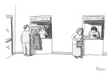 Next to a regular coat check is a station called the "wallet check" where … - New Yorker Cartoon Premium Giclee Print by Zachary Kanin