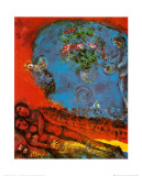 Lovers on a Red Background Plakater af Marc Chagall Lovers on a Red Background Plakater af Marc Chagall