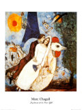Les Fiancees de la Tour Eiffel Affiche par Marc Chagall