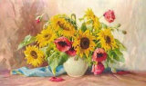 Mohn und Sonnenblumen Poster by E. Kruger