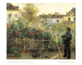 Monet Painting in His Garden at Argenteuil Poster by Pierre-Auguste Renoir