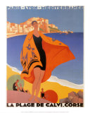 La Plage de Calvi Print by Roger Broders