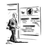Man stands in front of mailbox with slots labeled 'Local Mail,' 'Out -Of-T… - New Yorker Cartoon Premium Giclee Print by Ed Fisher