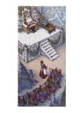 Children line up to visit with Santa; child with Santa is lying on a couch… - New Yorker Cartoon Premium Giclee Print by John O'brien