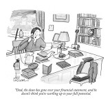 "Dad, the dean has gone over your financial statement, and he doesn't thin…" - New Yorker Cartoon Premium Giclee Print by Leo Cullum