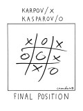 Tic tac toe game between Karpov and Kasparov, a tie. - New Yorker Cartoon Premium Giclee Print by Michael Crawford