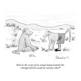"And in the event of an actual leopard attack the schoolgirl fetish would …" - New Yorker Cartoon Premium Giclee Print by Danny Shanahan