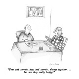 "Peas and carrots, peas and carrots, always together . . . but are they re…" - New Yorker Cartoon Premium Giclee Print by Victoria Roberts