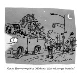 "Get in, Tom—we're goin' to Oklahoma.  Hear tell they got 'lectricity." - New Yorker Cartoon Premium Giclee Print by Tom Hachtman