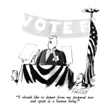 "I should like to depart from my prepared text and speak as a human being." - New Yorker Cartoon Premium Giclee Print by Mischa Richter