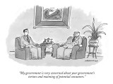 "My government is very concerned about your government's torture and maimi…" - New Yorker Cartoon Premium Giclee Print by Mick Stevens