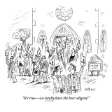 "It's true—we totally have the best religion!" - New Yorker Cartoon Premium Giclee Print by David Sipress