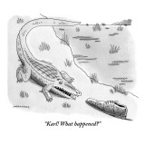 "Karl! What happened?" - New Yorker Cartoon Premium Giclee Print by Mick Stevens