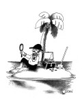 Man on desert island admires himself. - New Yorker Cartoon Premium Giclee Print by Richard Oldden