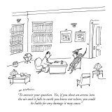 "To answer your question.  Yes, if you shoot an arrow into the air and it …" - New Yorker Cartoon Premium Giclee Print by Michael Maslin