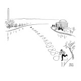 Ice-skater making money figures in the ice. He's near the treasury buildin… - New Yorker Cartoon Premium Giclee Print by Chon Day