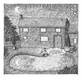 Man fishes stars out of his pool at nighttime.  - New Yorker Cartoon Premium Giclee Print by John O'brien
