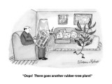 "Oops!  There goes another rubber-tree plant!" - New Yorker Cartoon Premium Giclee Print by Victoria Roberts