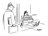 Beggar holds a sign that reads, "Past Performances were No Indication of F… - New Yorker Cartoon Premium Giclee Print by Frank Modell