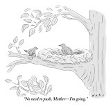 "No need to push, Mother—I'm going." - New Yorker Cartoon Premium Giclee Print by Kim Warp