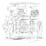 Sign: "TAKE-OUT just like momma used to order" - New Yorker Cartoon Premium Giclee Print by Barbara Smaller