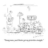 "Young man, you'd better get my priorities straight." - New Yorker Cartoon Premium Giclee Print by Barbara Smaller