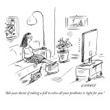 "Ask your doctor if taking a pill to solve all your problems is right for …" - New Yorker Cartoon Premium Giclee Print by David Sipress