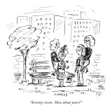 "Seventy-seven.  How about yours?" - New Yorker Cartoon Premium Giclee Print by David Sipress