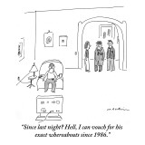 "Since last night? Hell, I can vouch for his exact whereabouts since 1986." - New Yorker Cartoon Premium Giclee Print by Michael Maslin