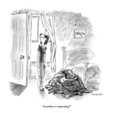 "Laundry or composting?" - New Yorker Cartoon Premium Giclee Print by Pat Byrnes