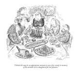 "I think this may be an appropriate moment to say a few words in memory of…" - New Yorker Cartoon Premium Giclee Print by Edward Koren