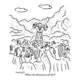 "What's the takeaway on all this?" - New Yorker Cartoon Premium Giclee Print by Robert Mankoff