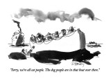 "Sorry, we're all cat people.  The dog people are in that boat over there." - New Yorker Cartoon Premium Giclee Print by Donald Reilly