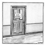 Sign: "GONE LECTURIN'" - New Yorker Cartoon Premium Giclee Print by Matthew Diffee